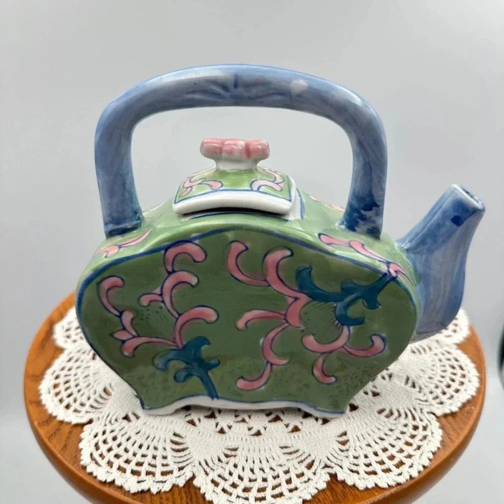 Ben Rickert‎ Hand Painted Pink Blue Green Porcelain Teapot